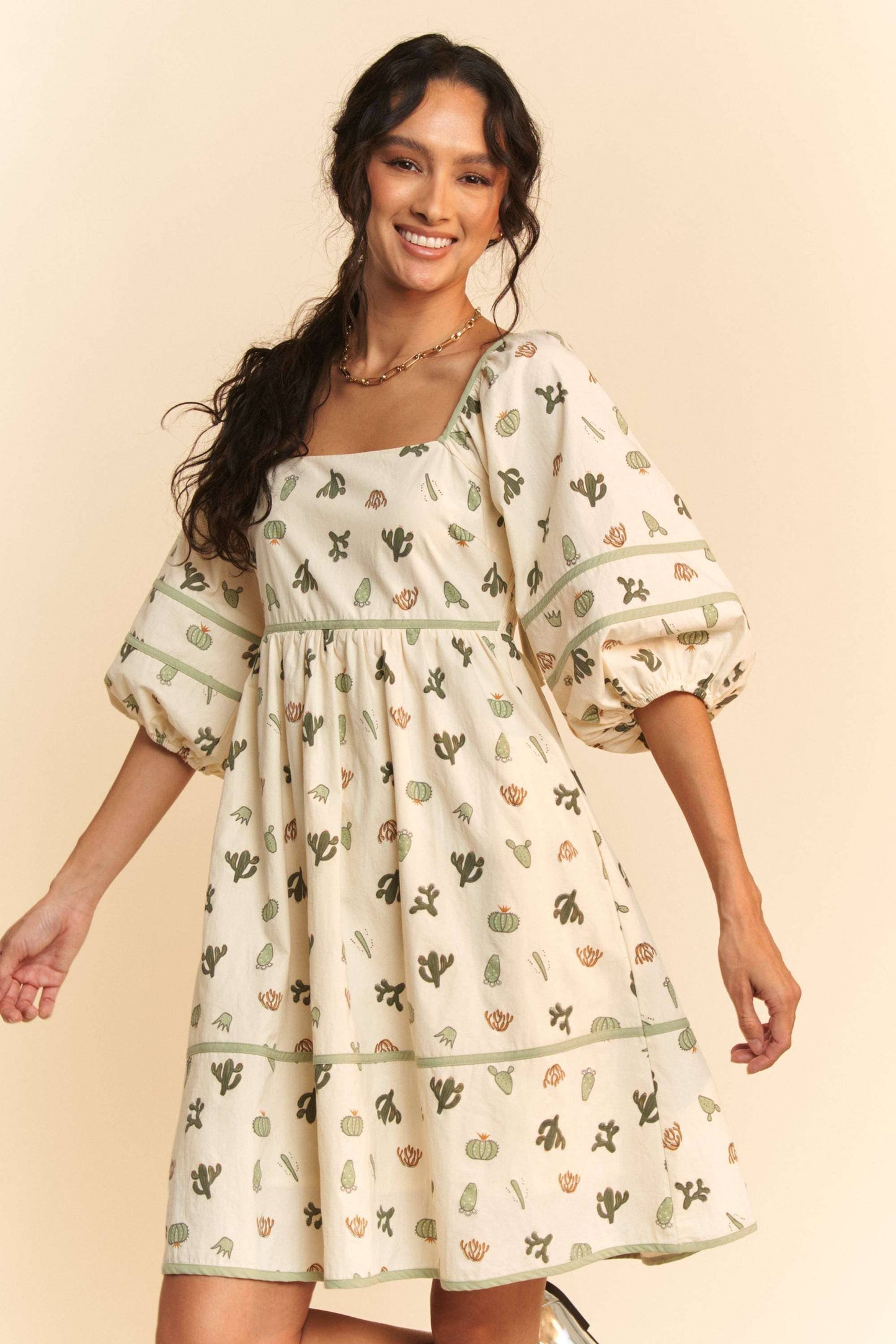 Cactus Printed Mini Dress