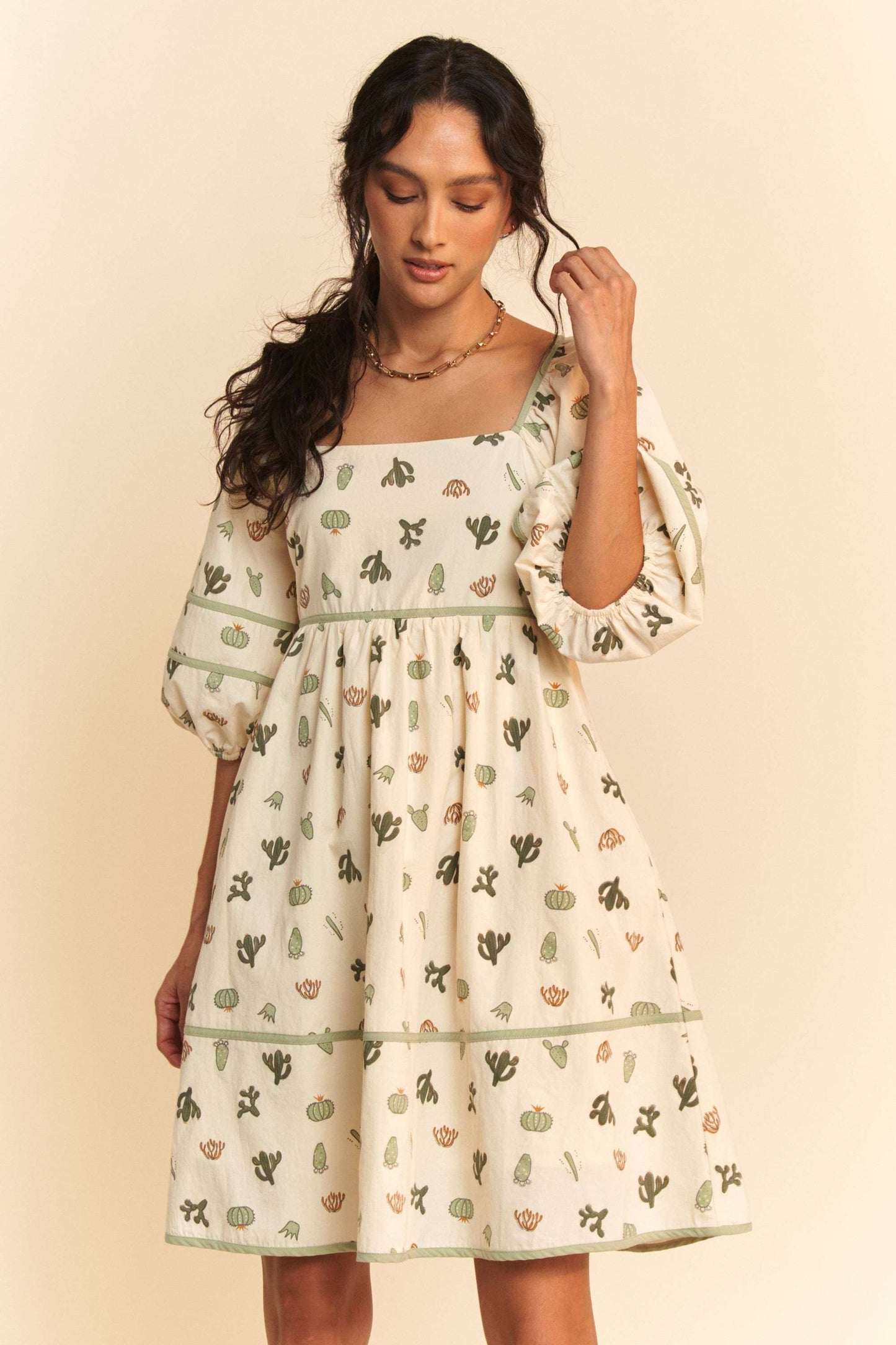 Cactus Printed Mini Dress