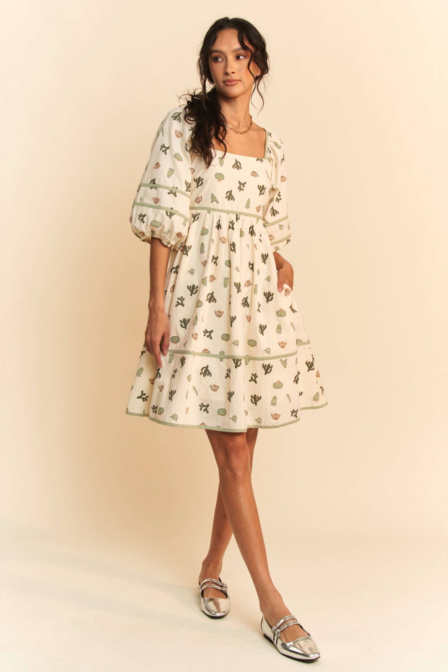 Cactus Printed Mini Dress