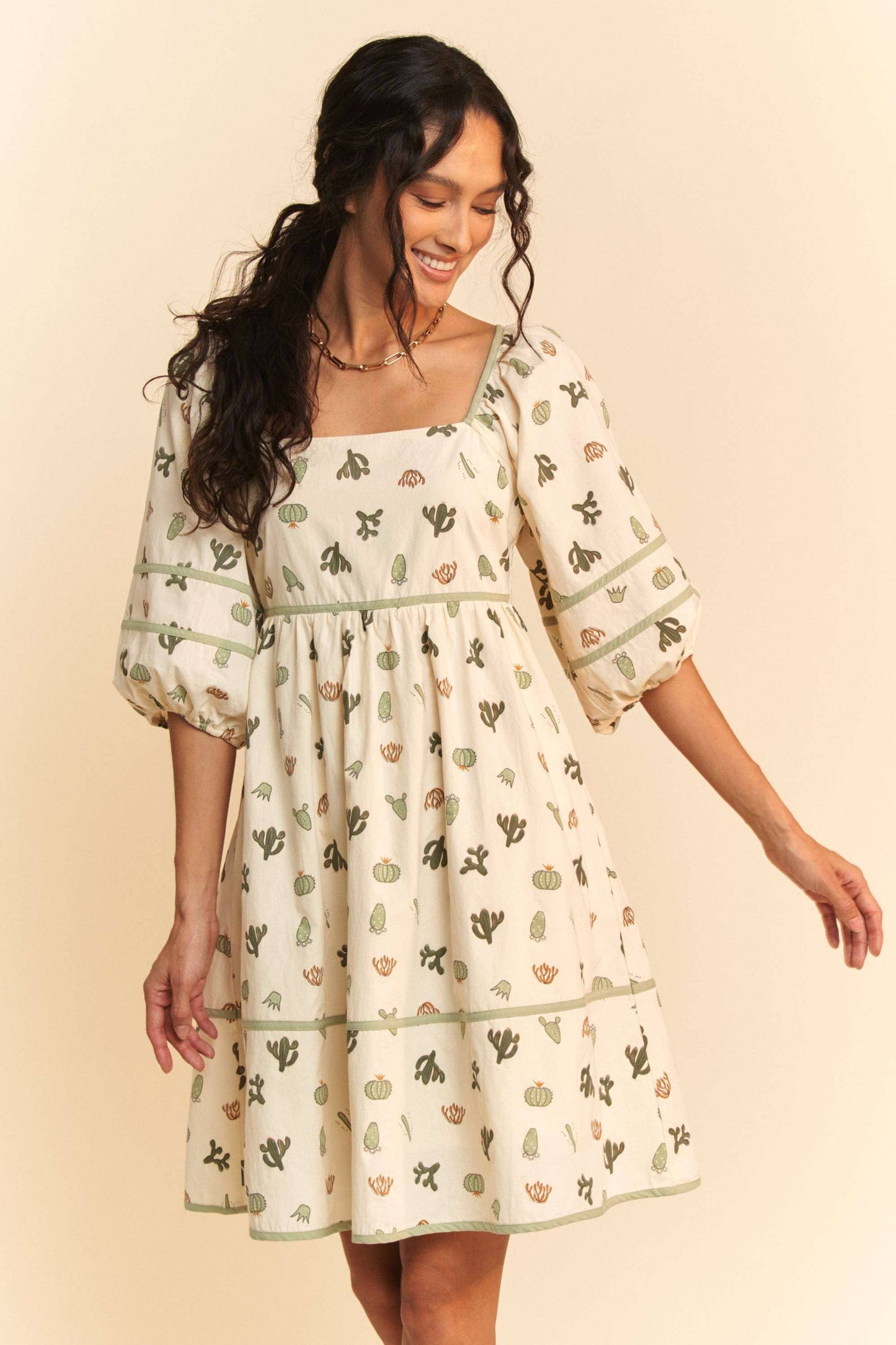 Cactus Printed Mini Dress