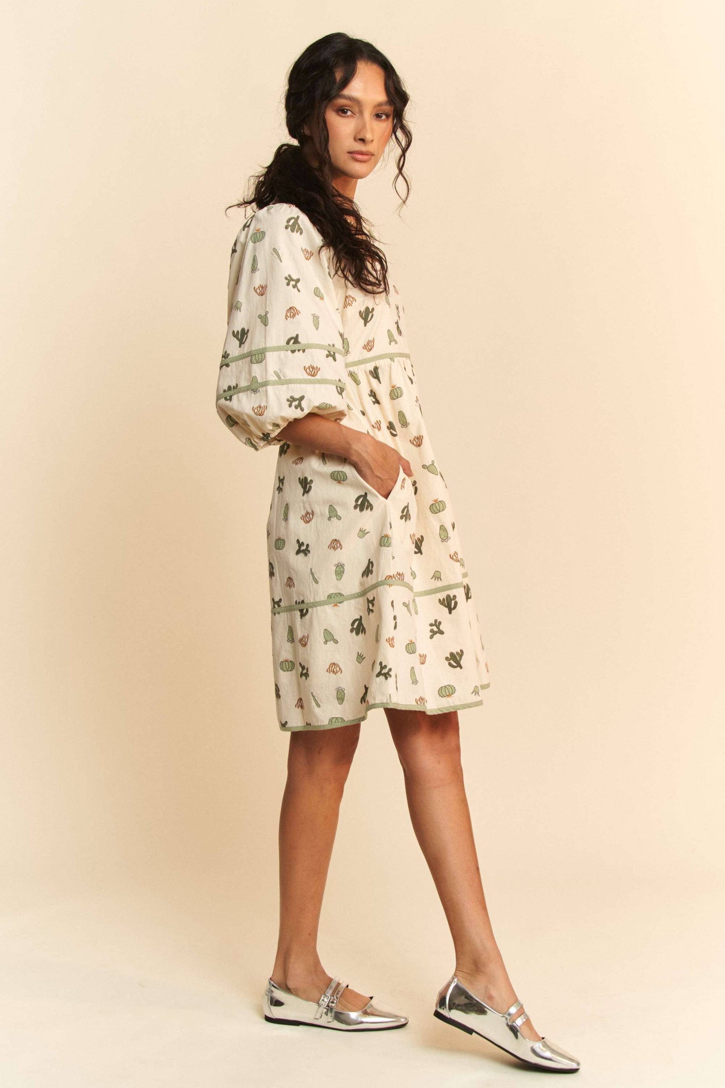 Cactus Printed Mini Dress