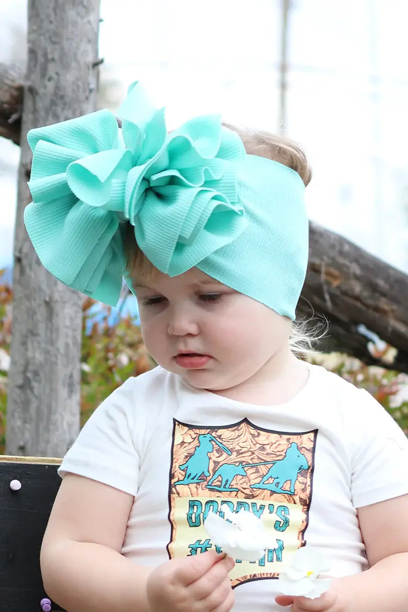 Aqua Big Tassel Baby Headband
