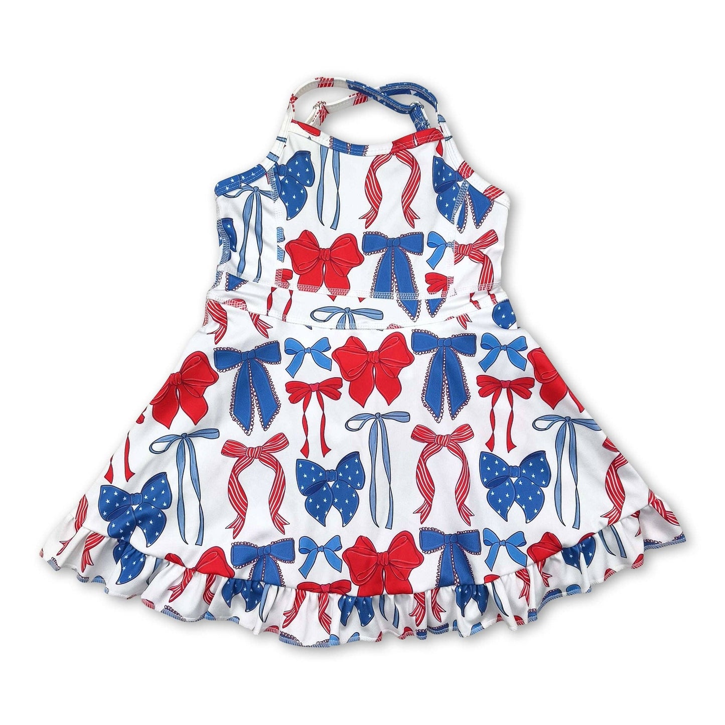 Red White & Bow Girls Athletic Dress