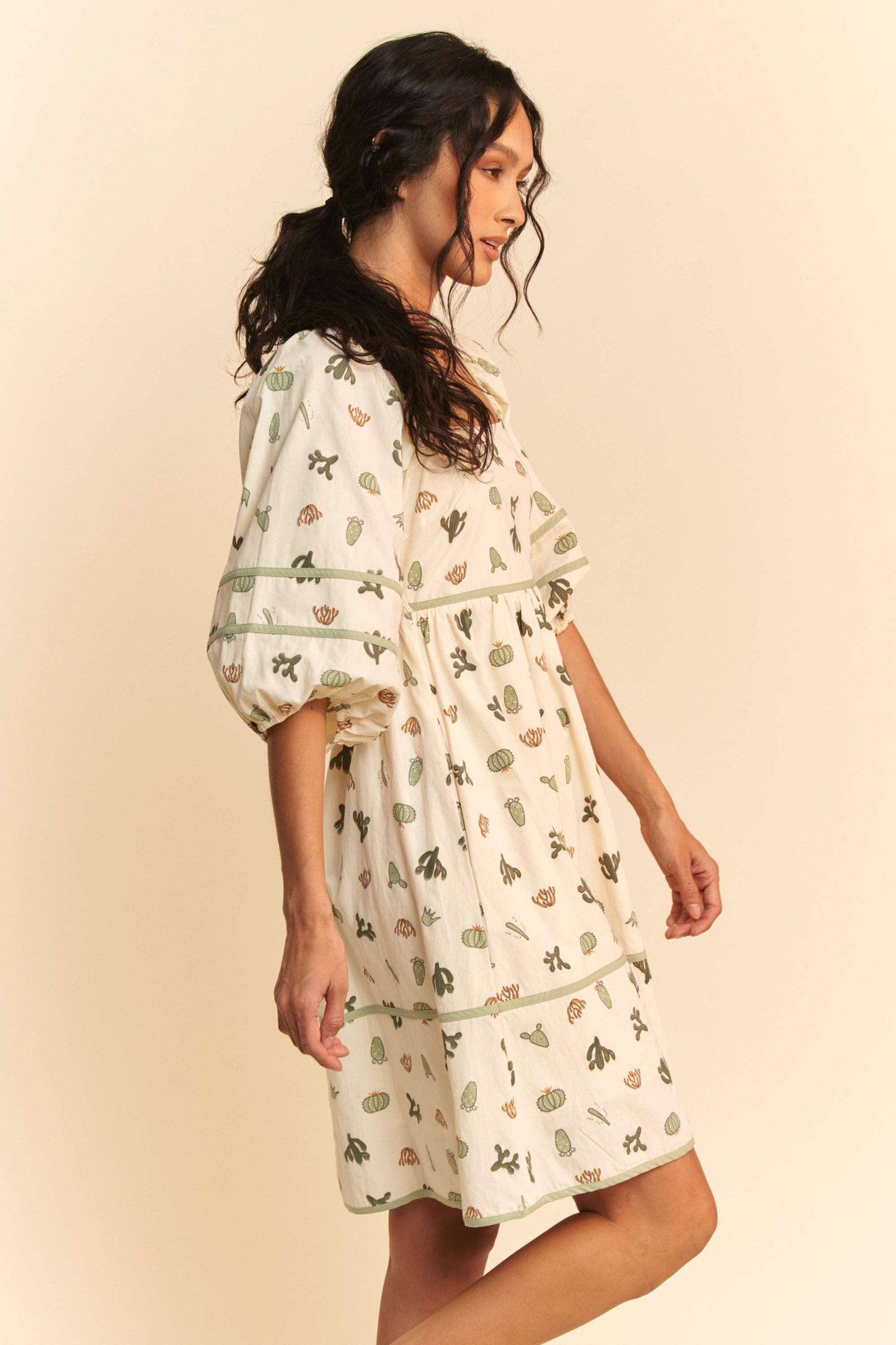 Cactus Printed Mini Dress