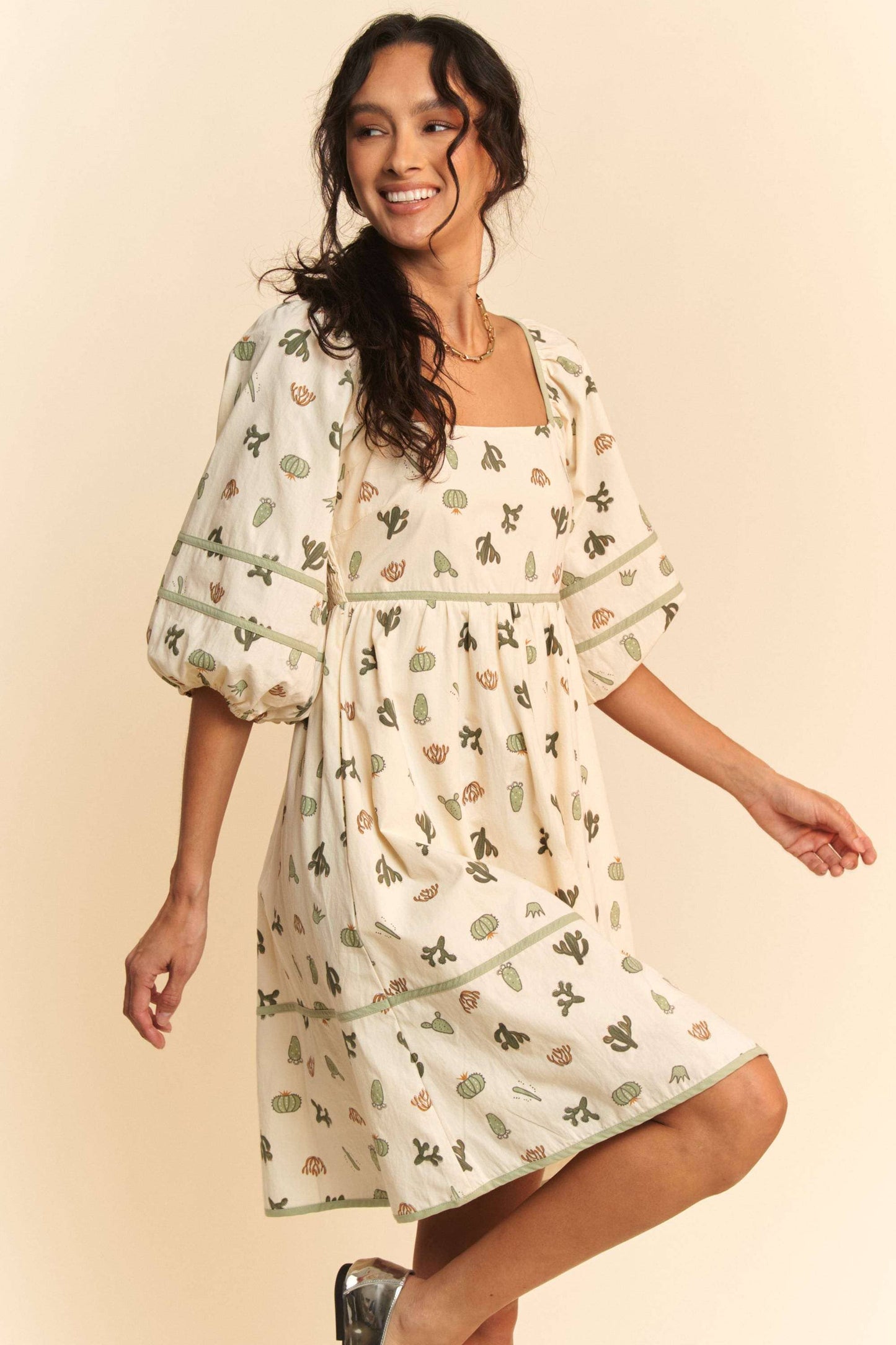 Cactus Printed Mini Dress
