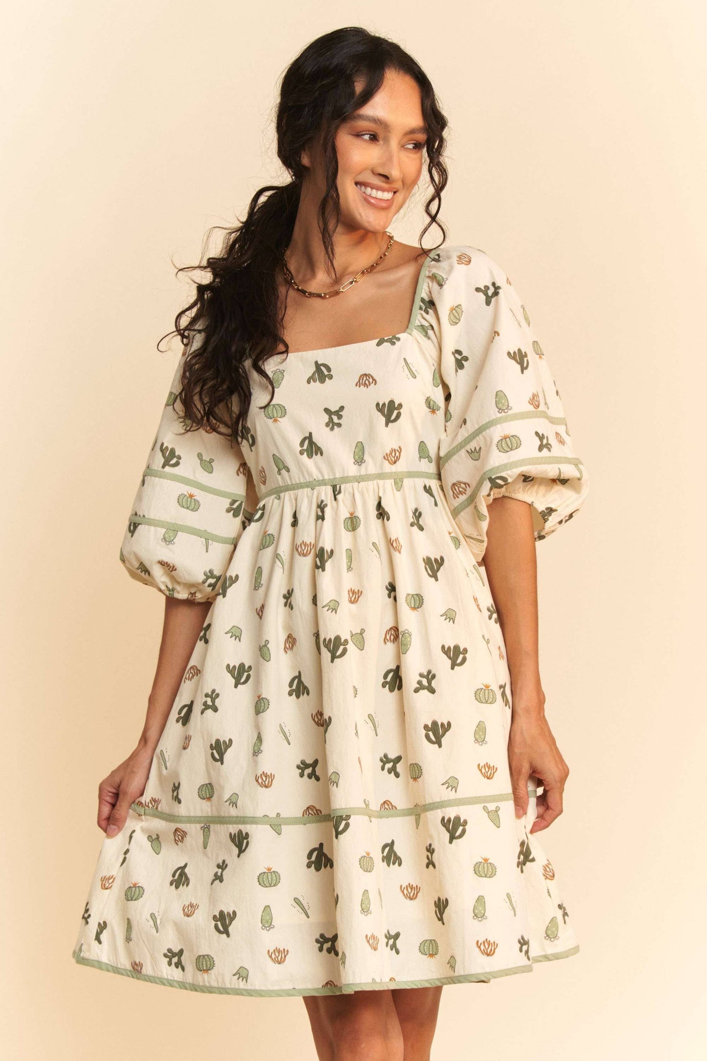 Cactus Printed Mini Dress